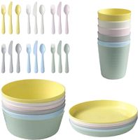 ZESTAW dla dzieci sztućce kubki telerze miski 36el