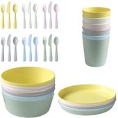 ZESTAW dla dzieci sztućce kubki telerze miski 36el