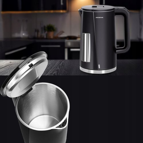 Czajnik Elektryczny Aigostar 1.7L 2200W Podwójne ścianki Czarny na Arena.pl