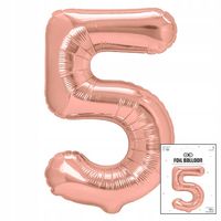BALON FOLIOWY CYFRĄ CYFERKA 5 ROSE GOLD NA IMPREZE URODZINOWĄ 40cm