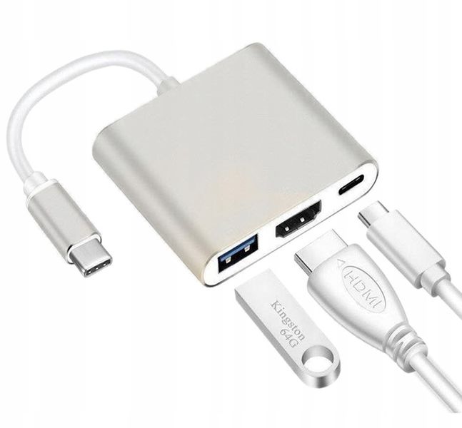 Adapter Przejściówka HUB 3w1 MHL HUB USB C HDMI 4K do MacBook Samsung zdjęcie 8