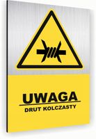 Tabliczka znak informacyjny 30x20 DRUT KOLCZASTY Nierdzewna NADRUK UV
