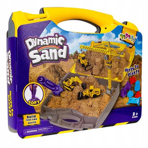 PIASEK KINETYCZNY W WALIZCE DLA DZIECI POJAZDY BUDOWLANE ŻURAW FOREMKI na Arena.pl