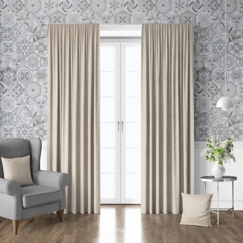 ZASŁONA WELUROWA NA TAŚMIE NA ŻABKI 140x250 KASZMIROWY BEŻOWA GRUBA na Arena.pl