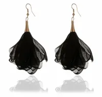 Kolczyki jedwabne wiszące czarne