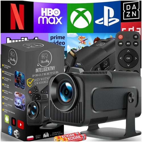 PROJEKTOR RZUTNIK ANDROID TV WIFI LED MINI PRZENOŚNY SMART GŁOŚNIK OBROTOWY na Arena.pl
