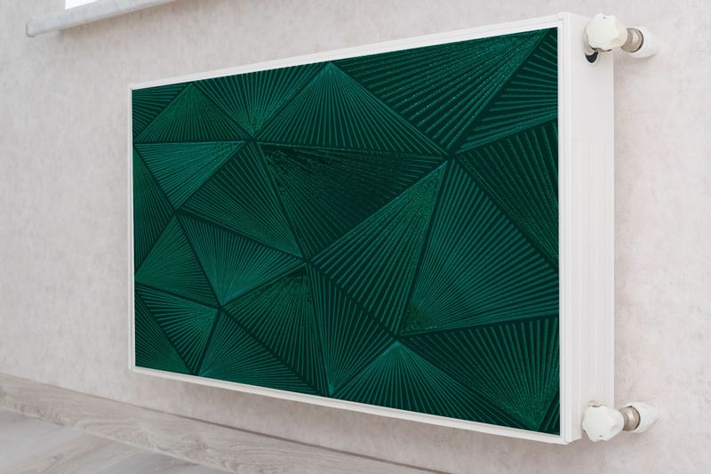 MATA Magnetyczna Na Grzejnik Zielone Trójkąty Abstrakcja 110cm x 60cm zdjęcie 4