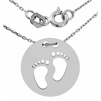 SREBRNY NASZYJNIK CELEBRYTKA DZIECIĘCE STOPKI - KÓŁKO SREBRO PRÓBY 925 GRAWER GRATIS