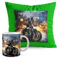 ZESTAW KUBEK + PODUSZKA ZIELONA - MOTOR MOTOCYKL