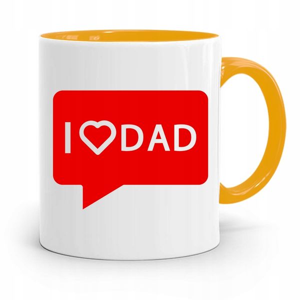 Kubek Żółty Dzień Ojca Dla Taty I Love Dad Prezent Z Nadrukiem Ze Zdjęciem zdjęcie 1