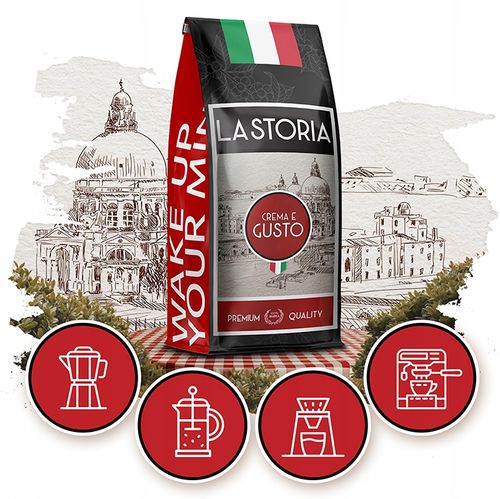 Kawa ziarnista 1kg LA STORIA CREMA E GUSTO Świeżo Palona Blue Orca + na Arena.pl