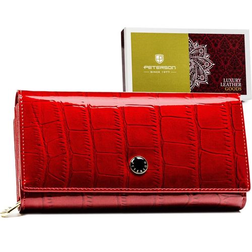 duży i pojemny czerwony portfel damski z systemem rfid - peterson na Arena.pl