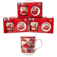 komplet kubek walentynkowy  pokrywka i łyżeczka mix  300 ml