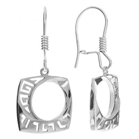 SREBRNY KOMPLET KWADRATY WZÓR GRECKI SREBRO PRÓBY 925 zdjęcie 3