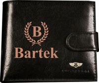 Portfel męski skórzany GRAWEROWANY prezent Z IMIENIEM TWÓJ NAPIS