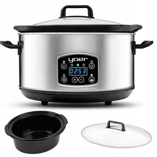 Wolnowar Slow Cooker Garnek ceramiczny 4,5L Yoer 280W INOX LCD +Programator na Arena.pl