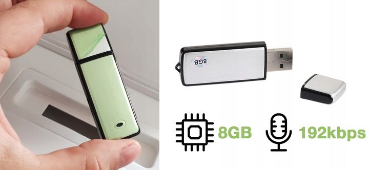 Profesjonalny MINI Dyktafon Cyfrowy PENDRIVE Podsłuch Szpiegowski SPY zdjęcie 4