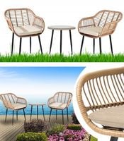 ZESTAW MEBLI OGRODOWYCH NAPOLI KRZESŁA STOLIK PODUSZKI TECHNORATTAN BOHO