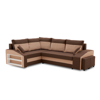 Narożnik, lewy, półka, pufy w prawym, LUSSO, 254x179x82, brąz | TYLETEGOTU