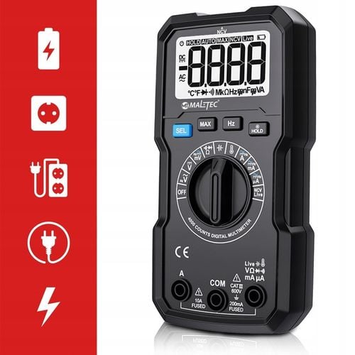 Multimetr Cyfrowy Miernik Prądu Elektryczny Tester LCD Zestaw Przewody na Arena.pl