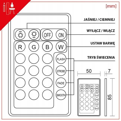 2x KLIPS LED RGB DO PÓŁKI SZKLANEJ PODŚWIETLENIE SZYBY ZMIANA KOLORÓW na Arena.pl