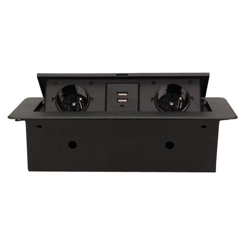 gniazda wpuszczane w blat 2x2p+z, 2xusb płaski rant czarny - on-13109/b na Arena.pl