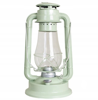 LAMPA NAFTOWA ZIELONA metal do salonu ogrodu szklany klosz + knot