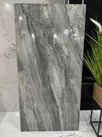 Gres marmurowy grafit 120x60 cm | połysk | duży format | premium stone look