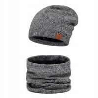 Czapka zimowa męska na polarze + komin C. Szary