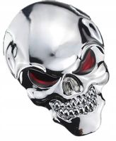 Emblemat Skull Czaszka z czerwonymi oczami Metalowa Zemsta Chrom Wypukła 3D