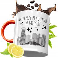 Kubek Pomarańczowy Dla Pracownika Prezent Z Nadrukiem Ze Zdjęciem