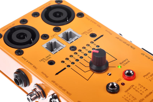 Tester kabli XLR DMX Speakon DIN Jack RCA RJ45 Millenium MCT-20 na baterie na Arena.pl