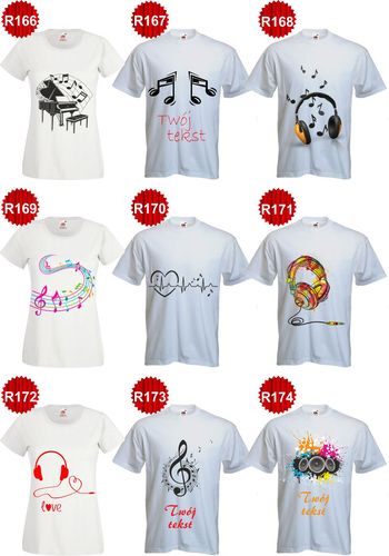T-SHIRT TOP KOSZULKA damska muzyczna nuty na Arena.pl