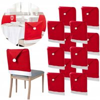 POKROWIEC NA KRZESŁO CZAPKA MIKOŁAJA ŚWIĄTECZNY ZESTAW UNIWERSALNY 12 SZT