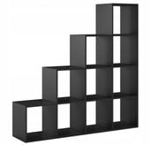 Regał Schodkowy Do Biura Salonu Dwustronny Otwarty 138 x 138 x 30 CM Czarny