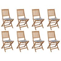 Składane krzesła ogrodowe z poduszkami, 8 szt., drewno akacjowe