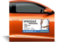 Magnes na samochód reklama magnetyczna PROJEKT SPRZEDAŻ NAPRAWA OKIEN DRZWI