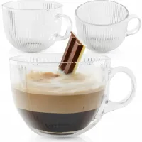 KUBEK Z UCHEM SZKLANY FILIŻANKA JUMBO DO KAWY HERBATY 500ML KARBOWANA DUŻA