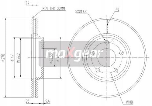 TARCZA HAM. FORD P. TRANSIT 02 MAXGEAR na Arena.pl