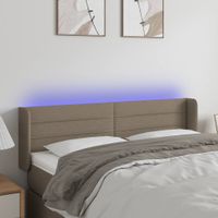 Zagłówek do łóżka z LED, taupe, 147x16x78/88 cm, tkanina