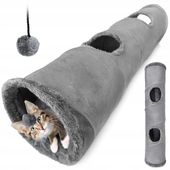 INTERAKTYWNY TUNEL DLA KOTA 2w1, zabawka i przytulny domek 120cm + piłeczka