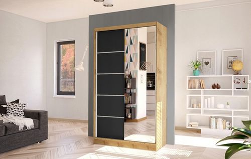 SZAFA PRZESUWNA DIEGO III z lustrem 100cm - pojemna GARDEROBA na Arena.pl