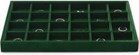 Aksamitny Organizer na Biżuterię Tacka 24 Przegródki Ciemnozielony 35x24cm