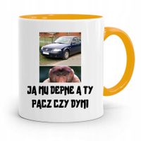 Kubek Żółty Nosacz Janusz Ja Mu Depne A Ty Pacz Z Nadrukiem Ze Zdjęciem