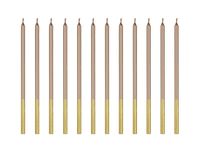 Świeczki na tort różowe-złoto, 12 szt.