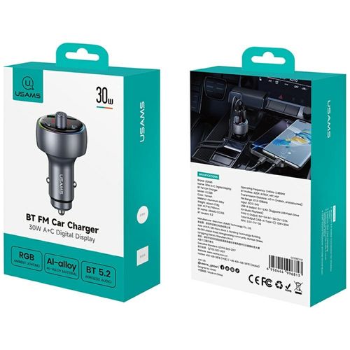 ładowarka samochodowa usams cc328 30w    1xusb-a 1xusb-c bluetooth fm na Arena.pl
