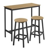 Stół barowy z 2 taboretami loft 100x40 cm dąb artisan