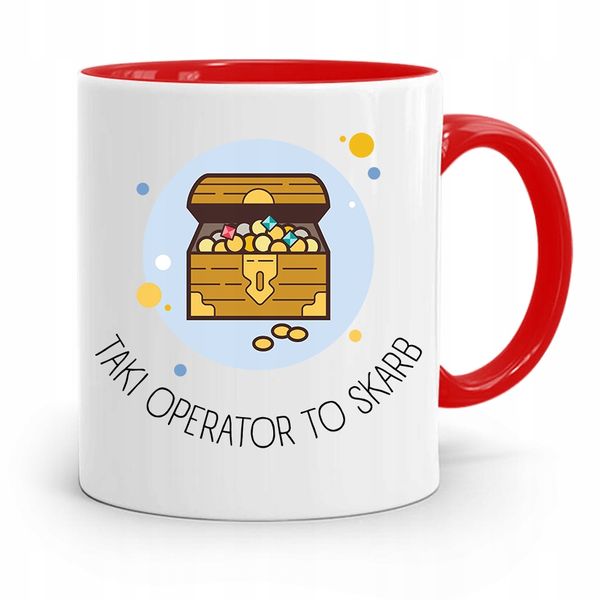 Dla Operatora Kubek Czerwony Prezent Na Urodziny Z Nadrukiem Ze Zdjęciem zdjęcie 1