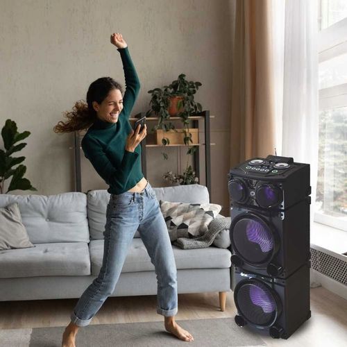 GŁOŚNIK BLUETOOTH WIEŻA STEREO MODUŁOWA MANTA CUBE +PILOT +KABLE + MIKROFON na Arena.pl