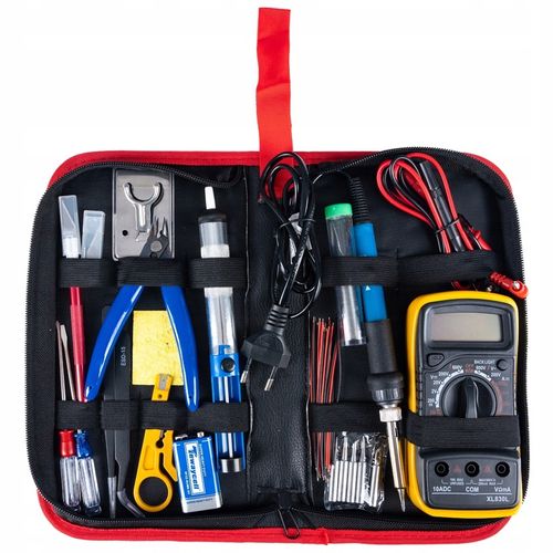 Lutownica ZESTAW NARZĘDZI DO LUTOWANIA 40 ELEMENTÓW MULTIMETR 6 GROTÓW CYNA na Arena.pl